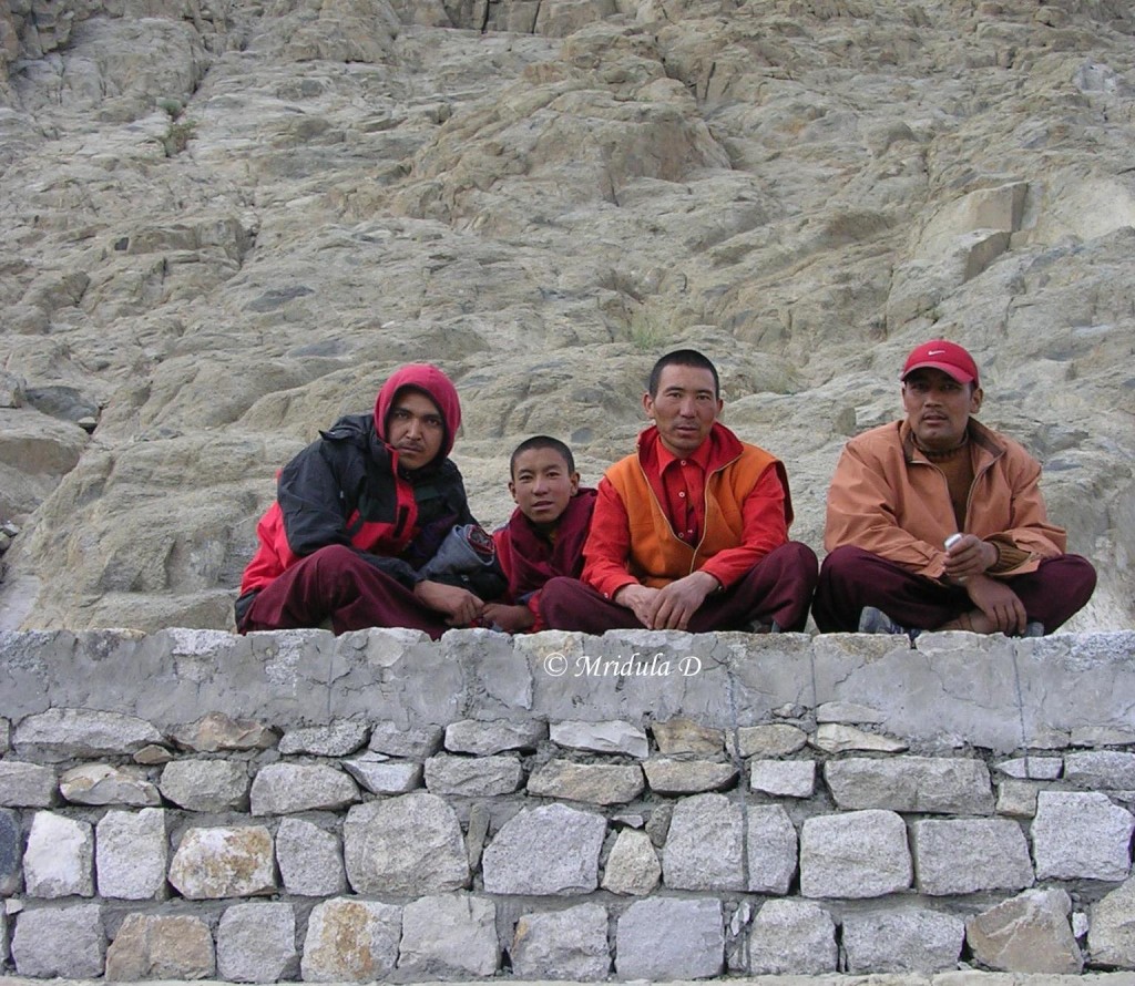 monks with cellphone, ladakh
