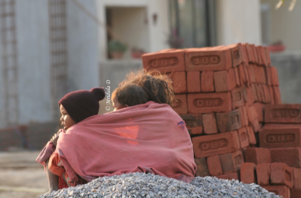 Children at a construction site on a January 1, 2011