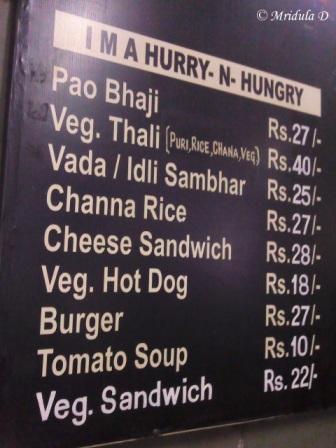 Tag Line of the Menu at the Restaurant, Chandigarh Bus Stand