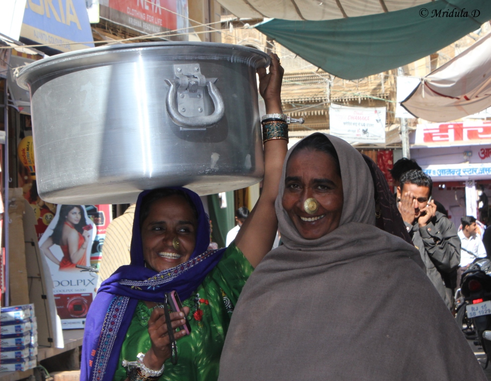Ladies with a Big Nose Ring and Big Smiles, Jaisalmer