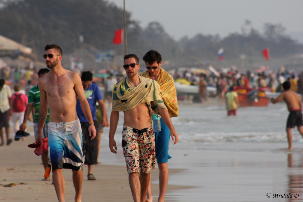 People at Baga Beach, Goa