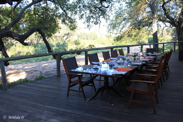 Dining at the Manyaleti Nature reserve, South Africa