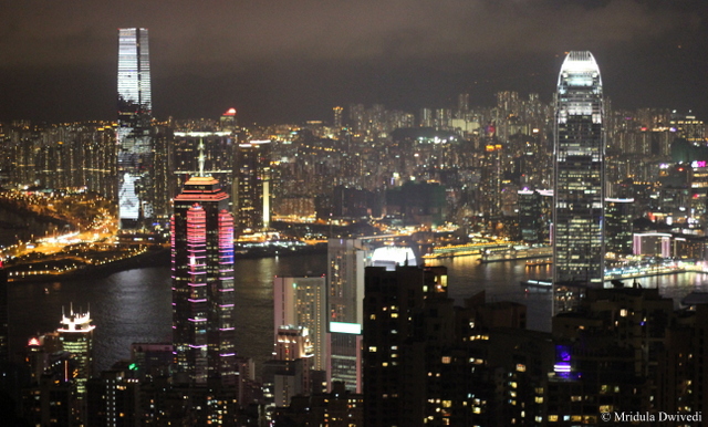 A View of the Hong Kong Skyline at Night