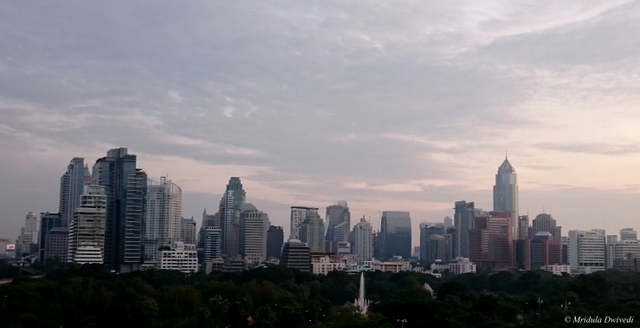 A view of Bangkok Skyline from a Room at Dusit Thani Hotel