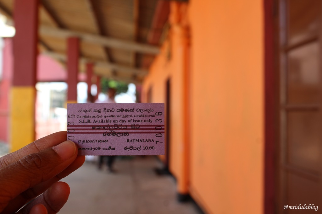 A train ticket to Mt. Lavinia in Sri lanka