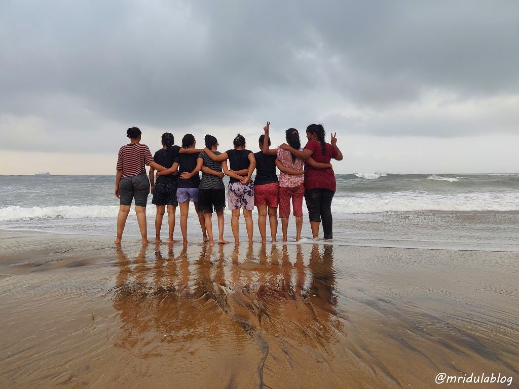 Girls enjoying together at the Ramakrishna Beach, Vizag, Telangana