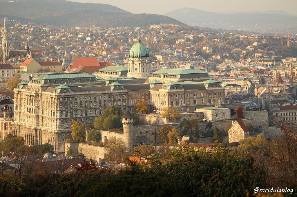 A view of the Buda Castle from the St. Stephen Basilica Tower