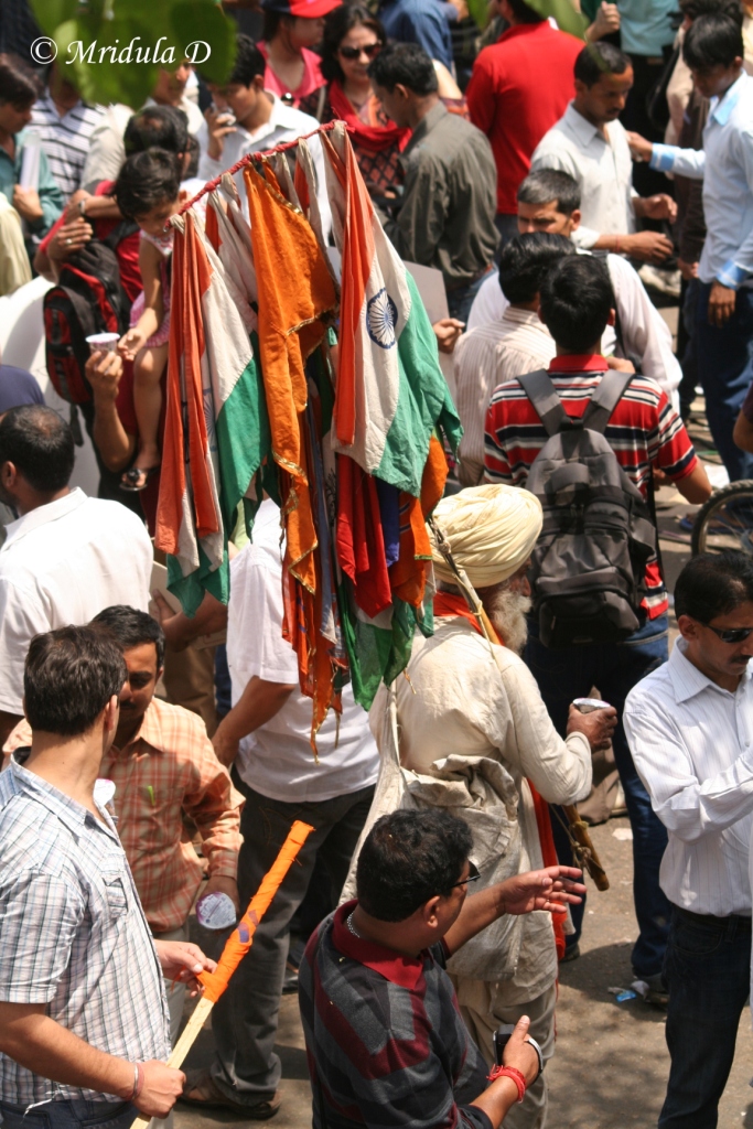 National Flags at the protest by Anna Hazare at Jantar Mantar
