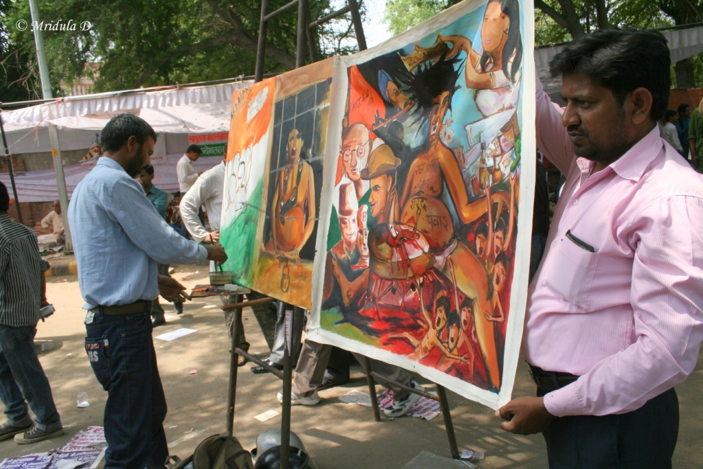 Painting at Jantar Mantar against Corruption