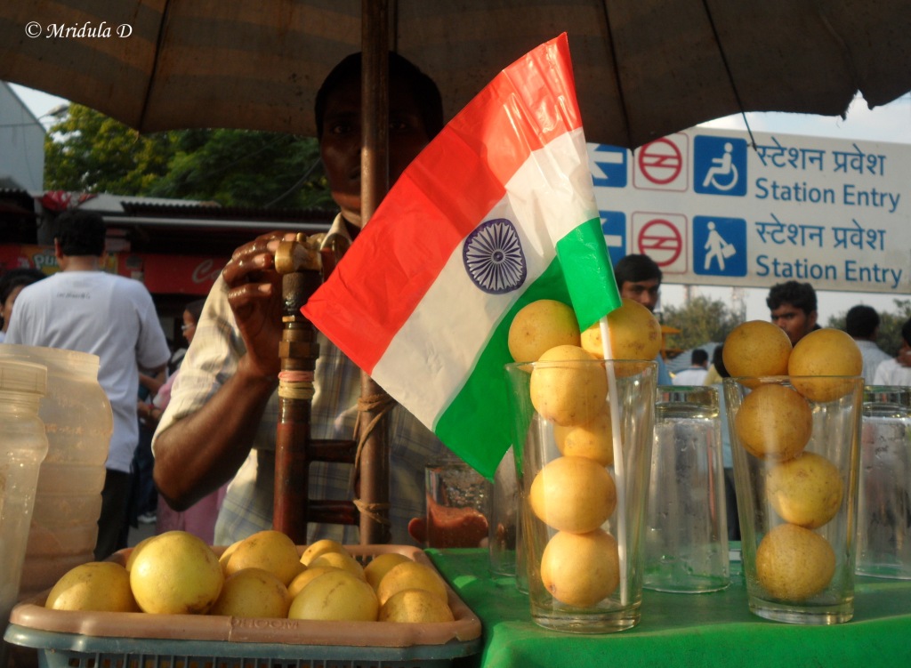 Nation Flag at a Nimbu Paani Vender's Shop, Anna Hazare's Fast, Ramlila Maidan
