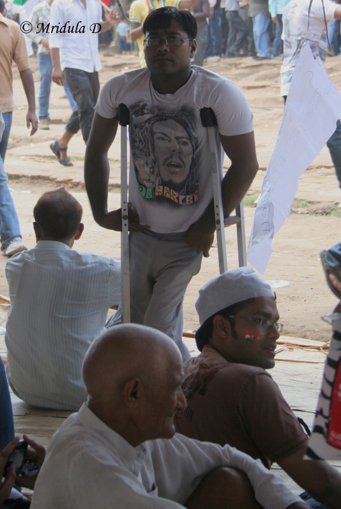 On Crutches, Will Protest, Ramlila Maidan