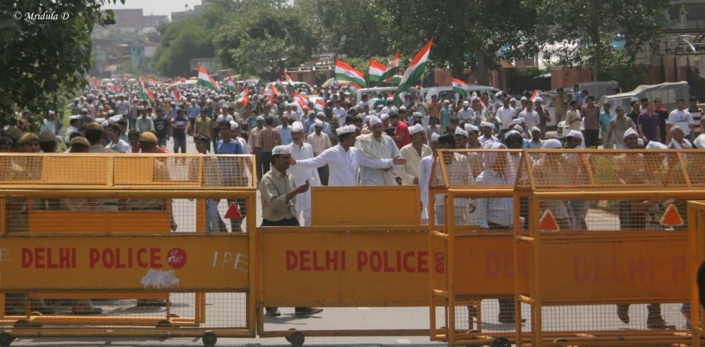 People Coming out of the Ramlila Maidan after Anna Hazare Broke his Fast
