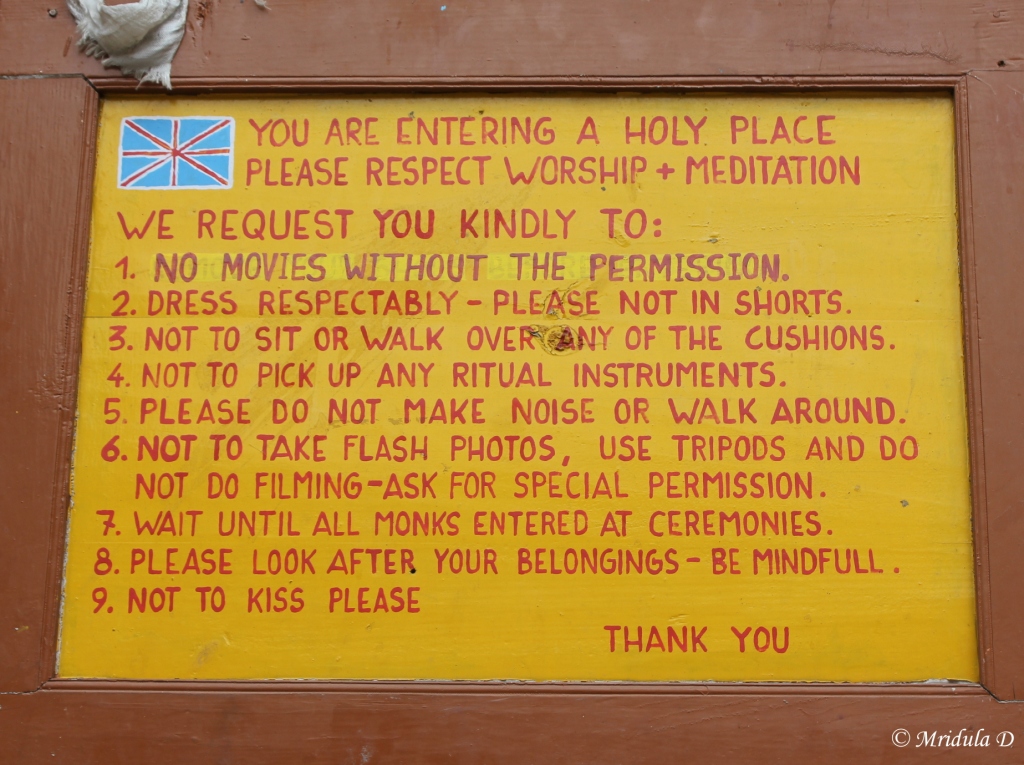 Sign Board outside Tengboche Monastery, Everest Base Camp Trek, Nepal