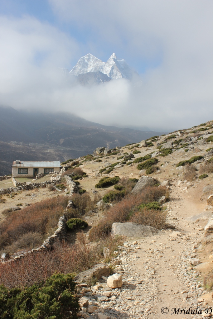 A Lone House and a Bit of a Peak, Everest Base Camp Trek, Nepal