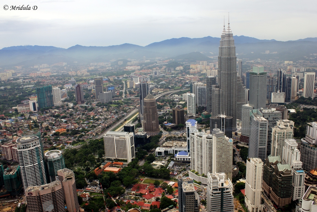 Petronas Twin Towers as seen from Menara Tower, Kuala Lumpur, Malaysia