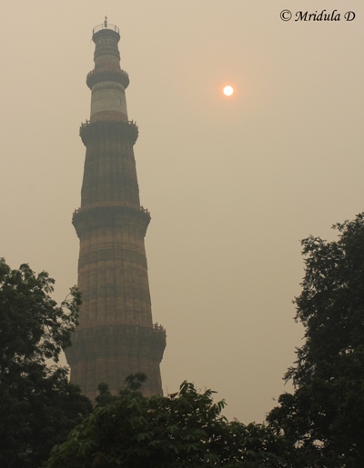 Qutub Minar, Delhi seen Through the Winter Haze