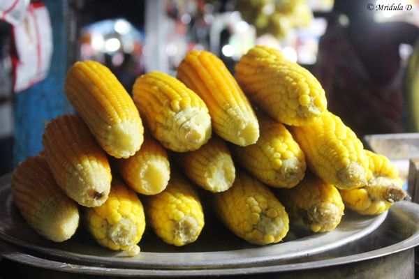 Sweet Corn on Cobs, Street Food, Chennai, India