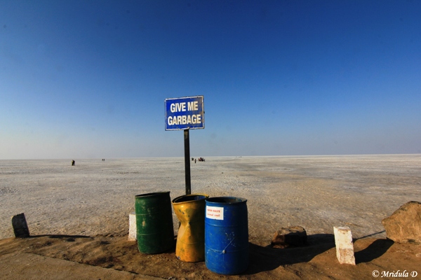 Garbage bins at the great rann of kutch