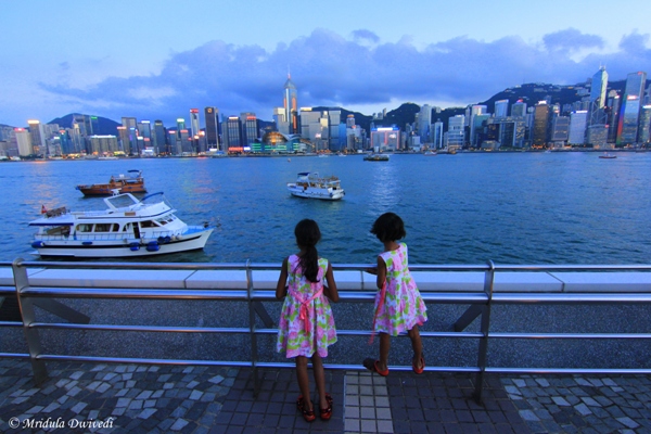 Two Indian Kids at Victoria Harbor, Hong Kong