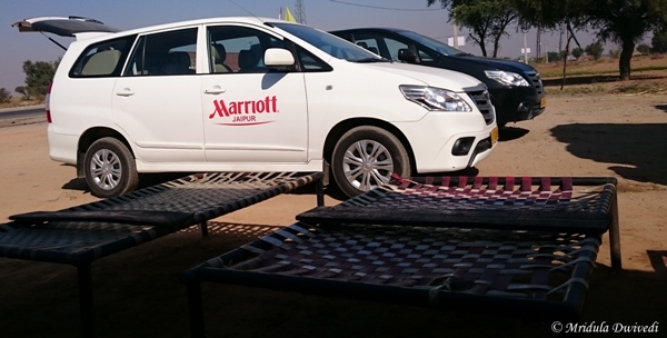 A vehicle belonging to Jaipur Marriott Hotel