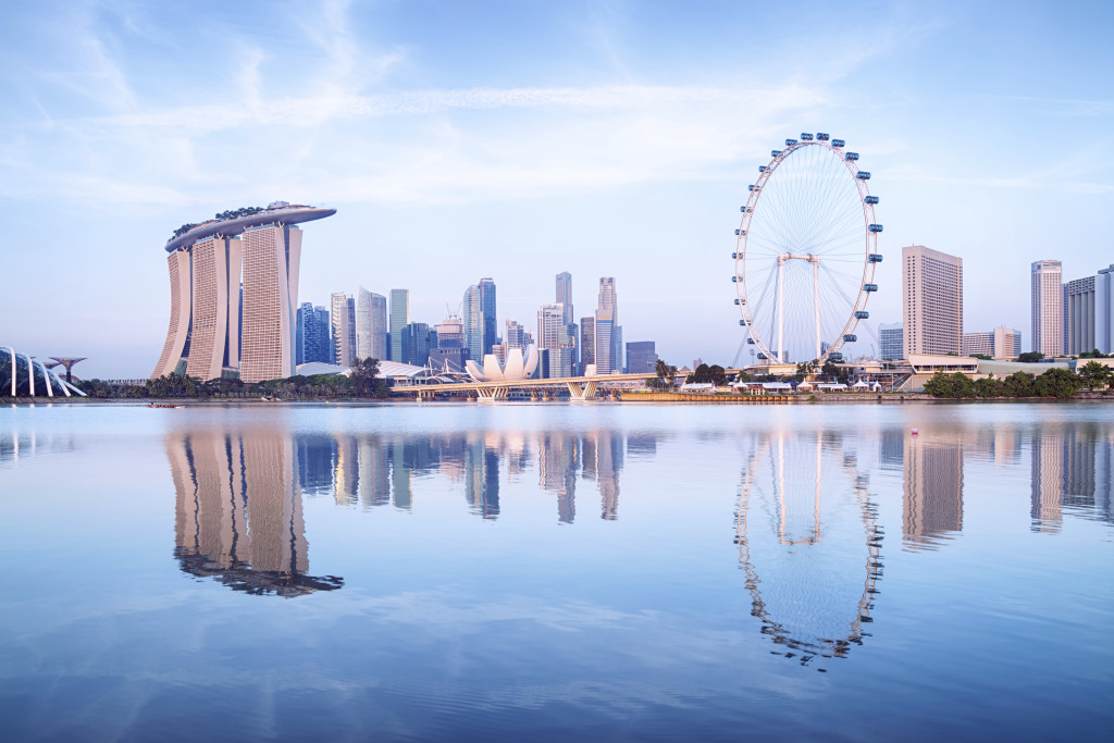 Singapore skyline, view from the Garden by the Bay.