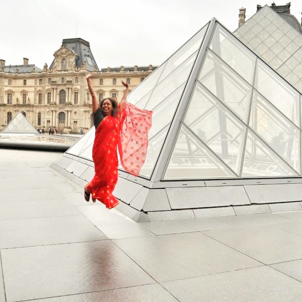 Mridula in Paris in a Sari
